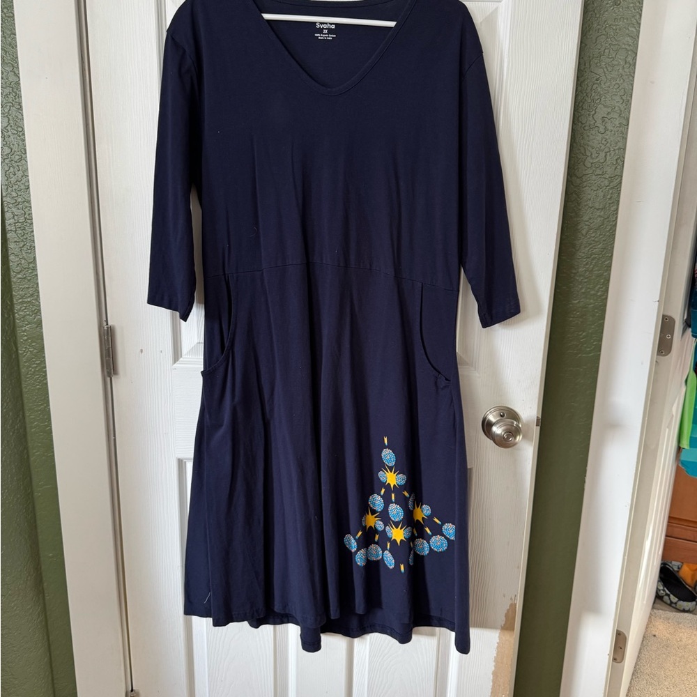 Svaha Navy Midi Dress with Nuclear Fission - Picture 12 of 14